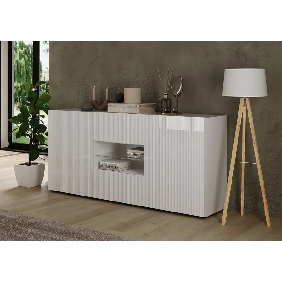 Rio Hoogglans Wit Dressoir 2-Deuren 2-Lades Rio Hoogglans Wit Dressoir 2-Deuren 2-Lades