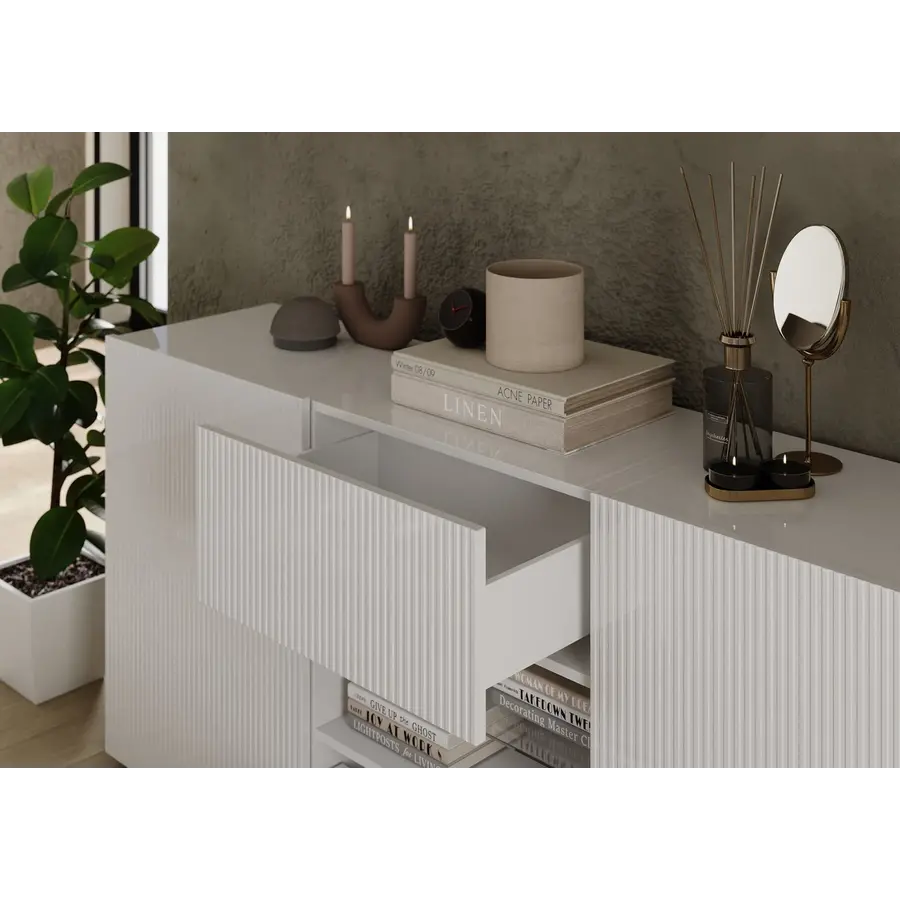 Rio Hoogglans Wit Dressoir 2-Deuren 2-Lades Rio Hoogglans Wit Dressoir 2-Deuren 2-Lades