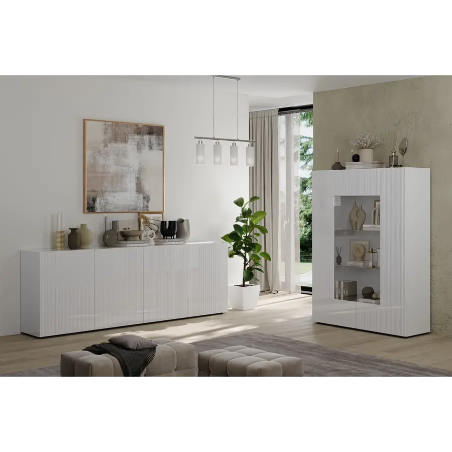 Rio Hoogglans Wit Dressoir met 4-Deuren Rio Hoogglans Wit Dressoir met 4-Deuren