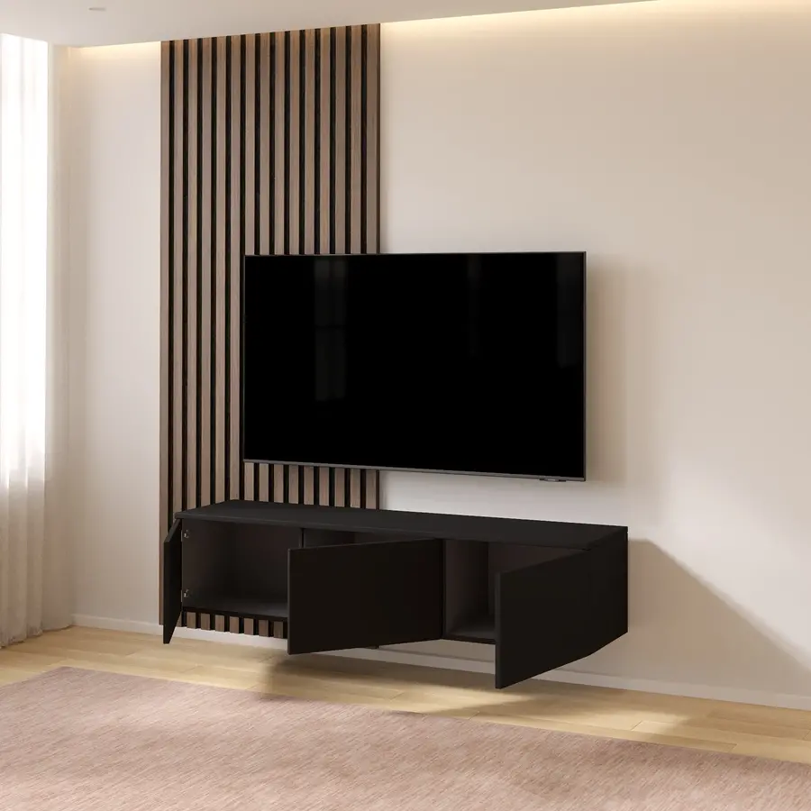 Hugo 150 cm TV Wandmeubel Turin Zwart Hugo 150 cm TV Wandmeubel Turin Zwart