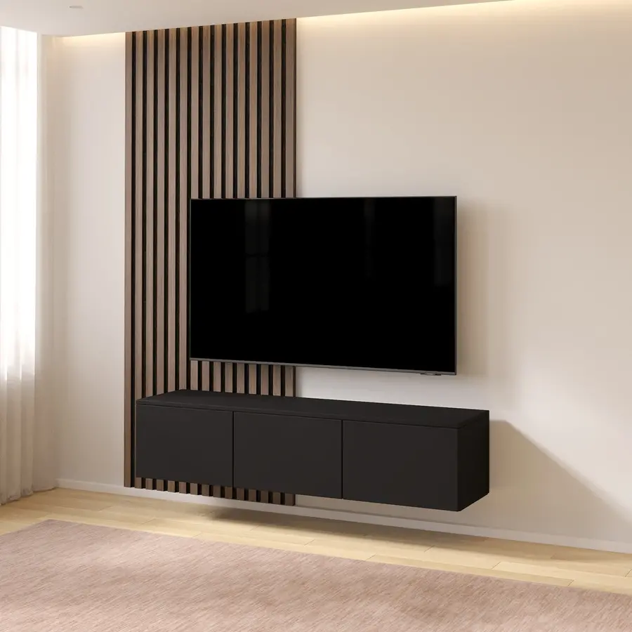 Hugo 150 cm TV Wandmeubel Turin Zwart Hugo 150 cm TV Wandmeubel Turin Zwart