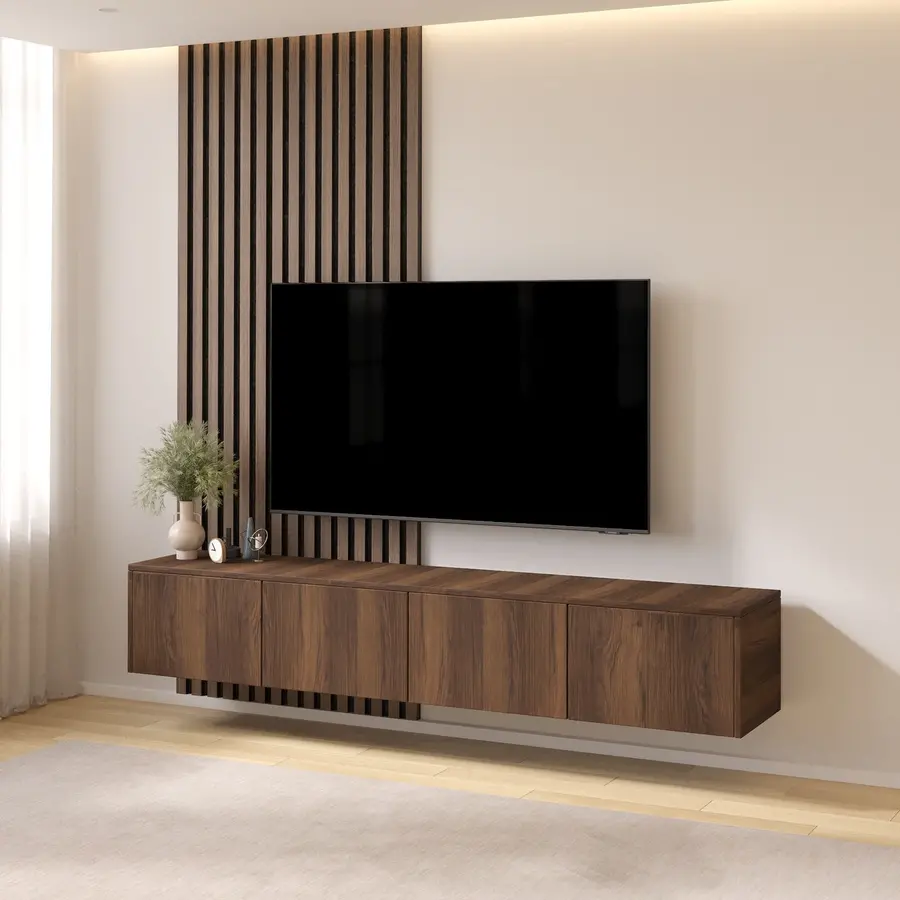 Hugo 203 cm TV Wandmeubel Trentino Walnoot