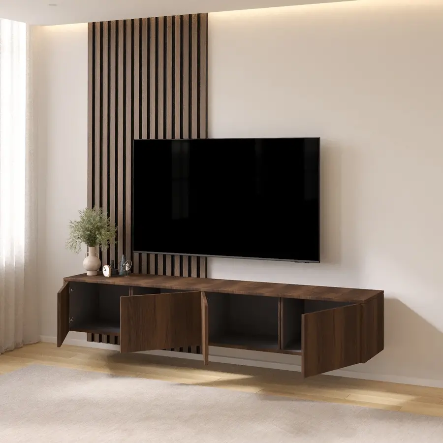 Hugo 203 cm TV Wandmeubel Trentino Walnoot