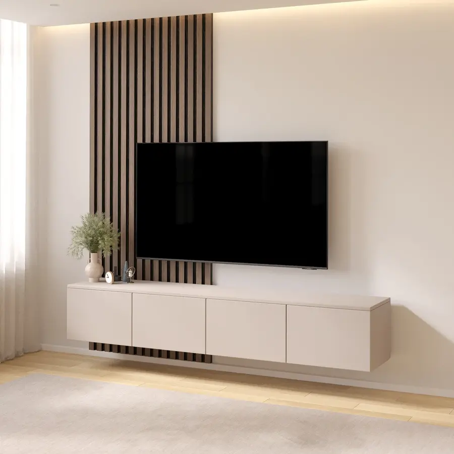 Hugo 200 cm TV Wandmeubel Turin Cashmere Hugo 200 cm TV Wandmeubel Turin Cashmere