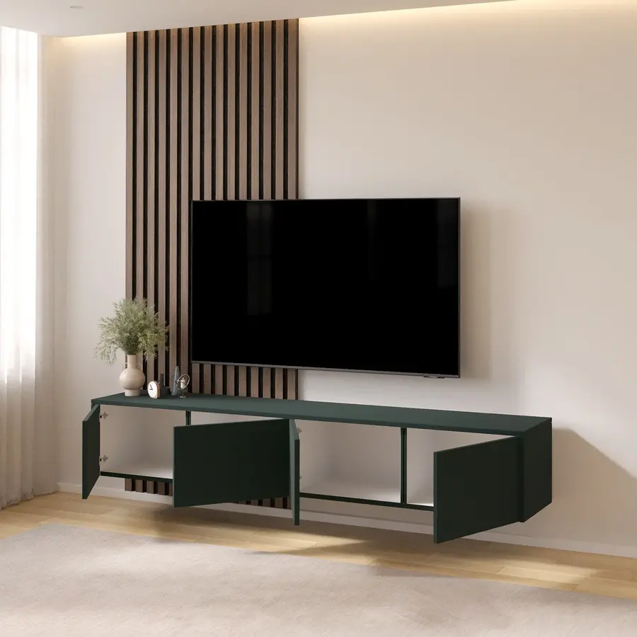 Hugo 203 cm TV Wandmeubel Soft Pro Groen Hugo 203 cm TV Wandmeubel Soft Pro Groen