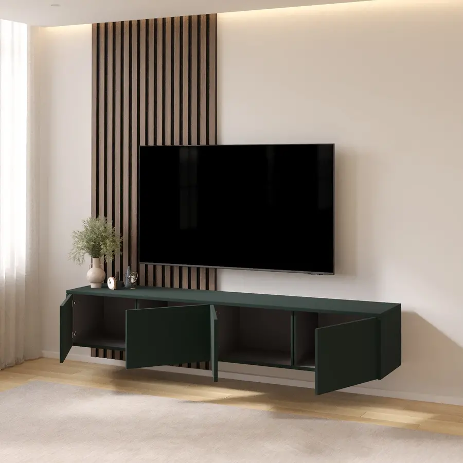 Hugo 203 cm TV Wandmeubel Soft Pro Groen Hugo 203 cm TV Wandmeubel Soft Pro Groen
