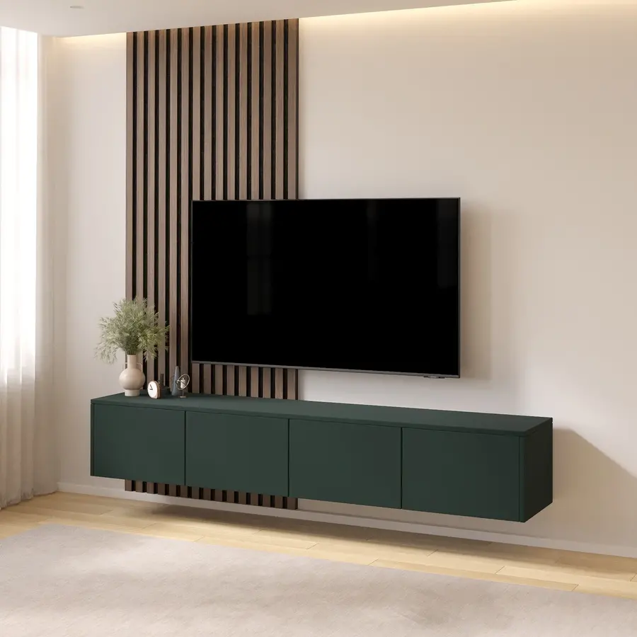 Hugo 203 cm TV Wandmeubel Soft Pro Groen Hugo 203 cm TV Wandmeubel Soft Pro Groen