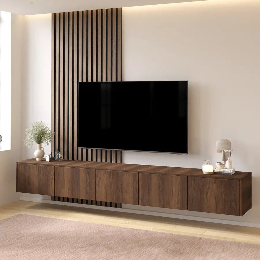 Hugo 253 cm TV Wandmeubel Trentino Walnoot
