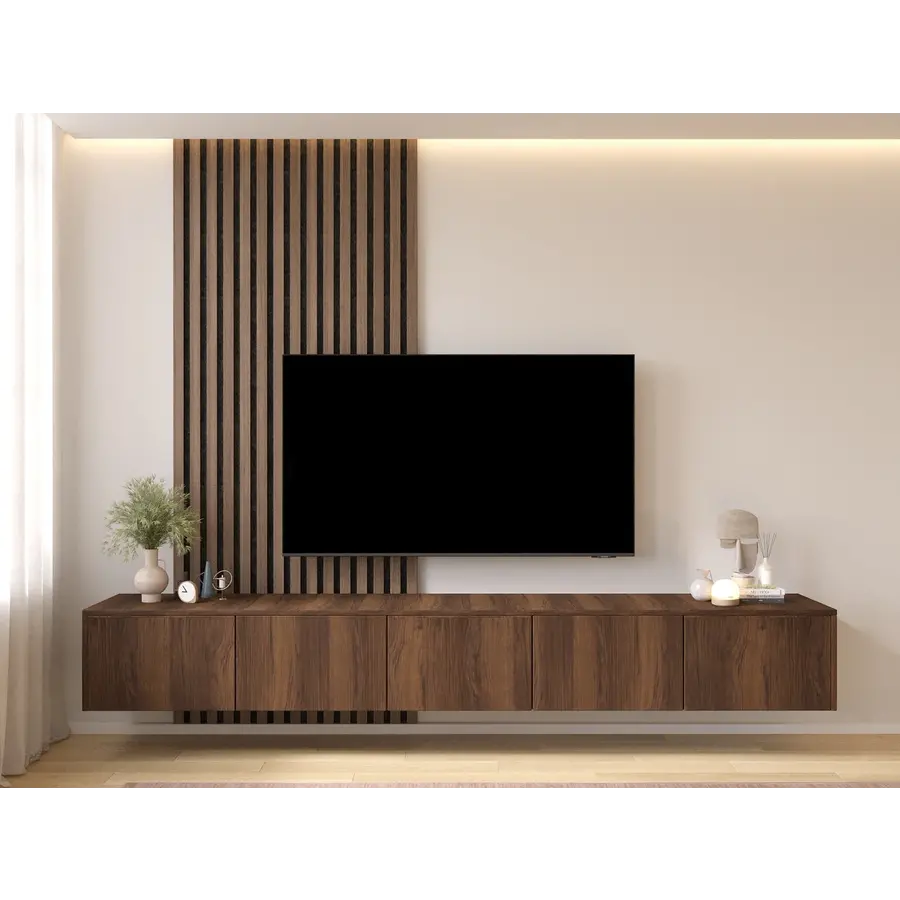 Hugo 253 cm TV Wandmeubel Trentino Walnoot