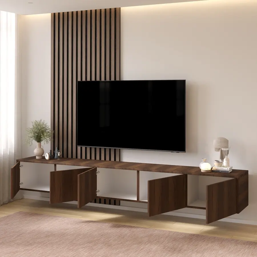 Hugo 253 cm TV Wandmeubel Trentino Walnoot