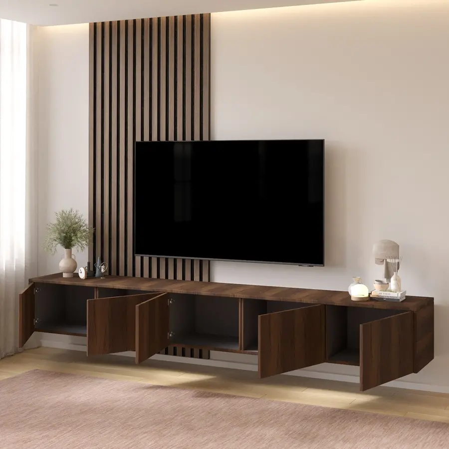Hugo 253 cm TV Wandmeubel Trentino Walnoot