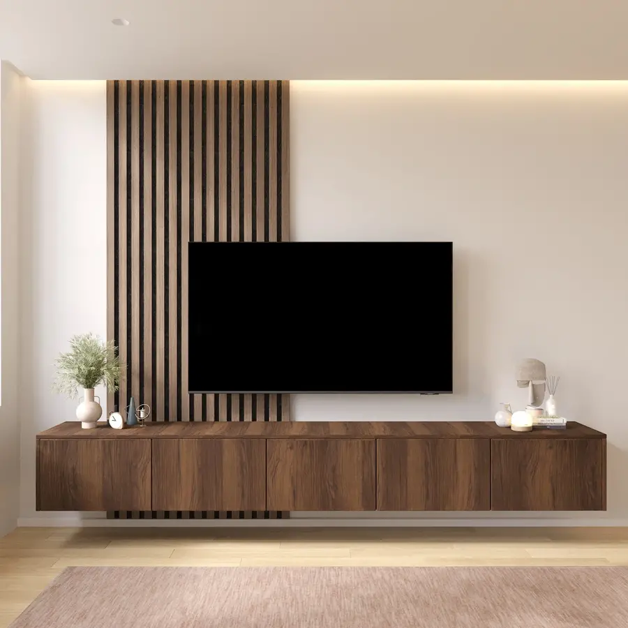 Hugo 253 cm TV Wandmeubel Trentino Walnoot
