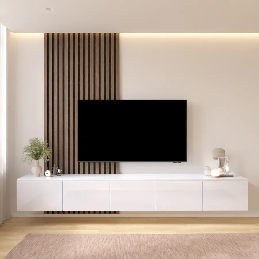 Hugo 250 cm TV Wandmeubel Eco HG Alpine Wit Hugo 250 cm TV Wandmeubel Eco HG Alpine Wit