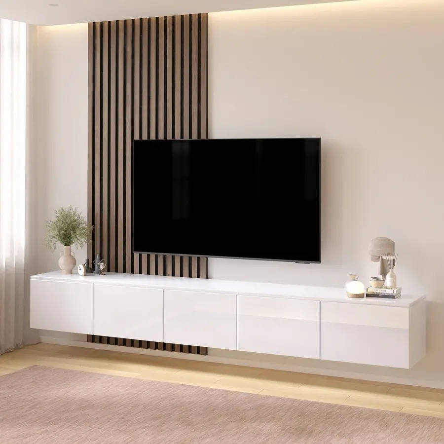 Hugo 250 cm TV Wandmeubel Eco HG Alpine Wit Hugo 250 cm TV Wandmeubel Eco HG Alpine Wit