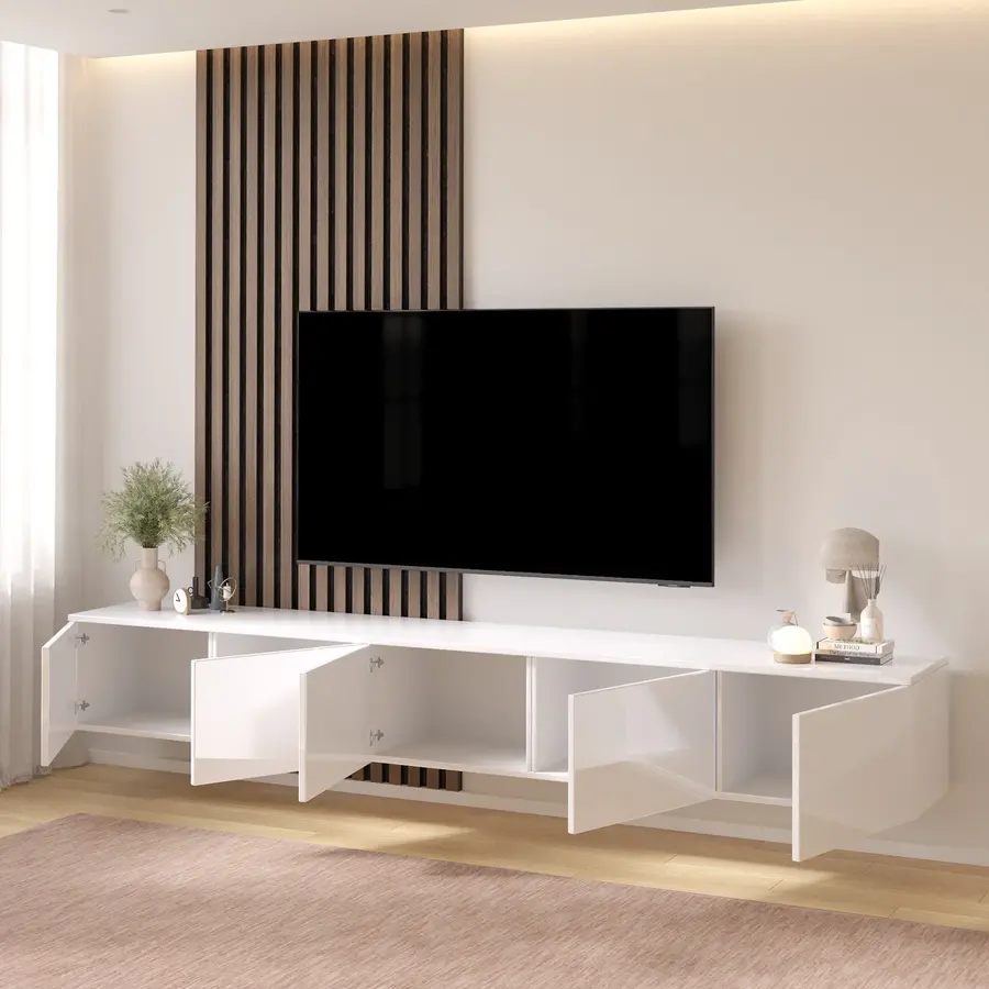 Hugo 250 cm TV Wandmeubel Eco HG Alpine Wit Hugo 250 cm TV Wandmeubel Eco HG Alpine Wit