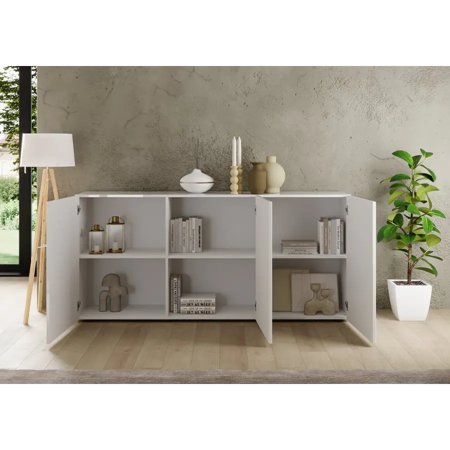 Rio Hoogglans Wit Dressoir met 3-Deuren Rio Hoogglans Wit Dressoir met 3-Deuren