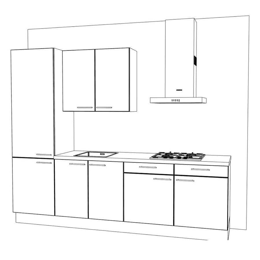 Rechte Keuken Zwart - 270 cm. - Incl. apparatuur Rechte Keuken Zwart - 270 cm. - Incl. apparatuur