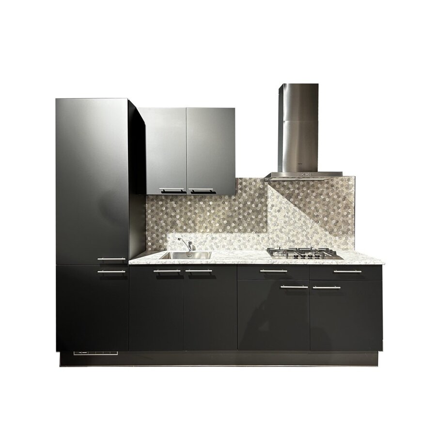 Rechte Keuken Zwart - 270 cm. - Incl. apparatuur Rechte Keuken Zwart - 270 cm. - Incl. apparatuur