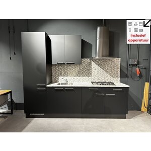 Rechte Keuken Zwart - 270 cm. - Incl. apparatuur