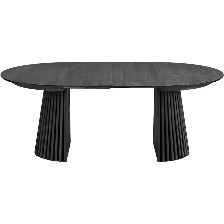Osaka Zwart Eiken Eettafel Rond / Uitschuifbaar Osaka Zwart Eiken Eettafel Rond / Uitschuifbaar