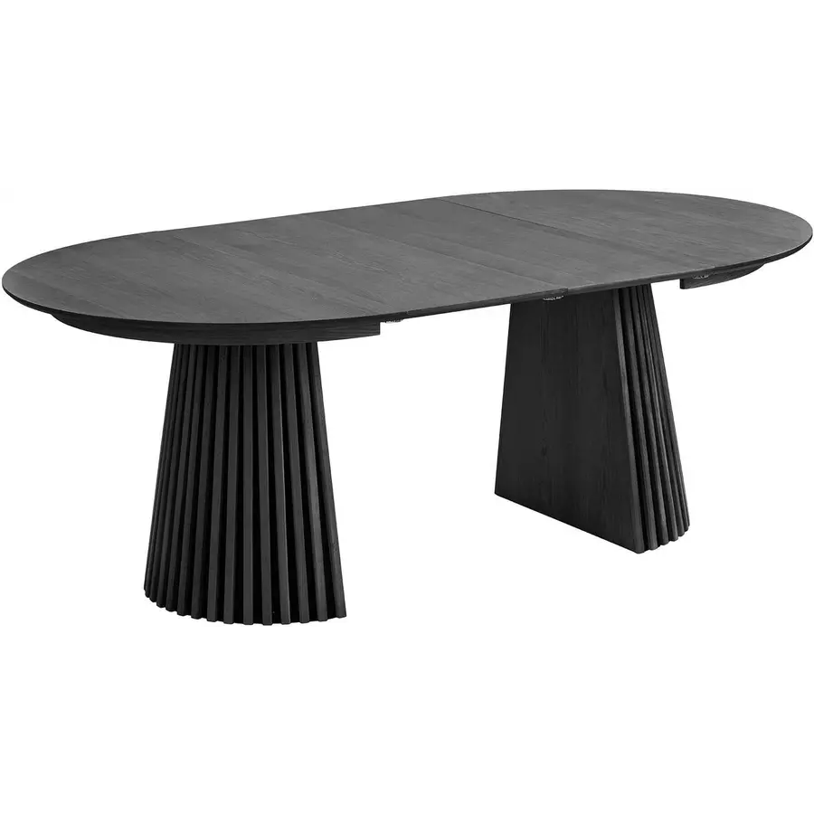 Osaka Zwart Eiken Eettafel Rond / Uitschuifbaar Osaka Zwart Eiken Eettafel Rond / Uitschuifbaar