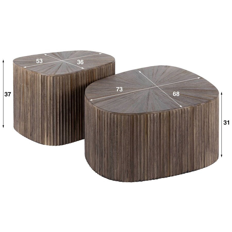Maya Vierhoekige Salontafel Set XL Teak