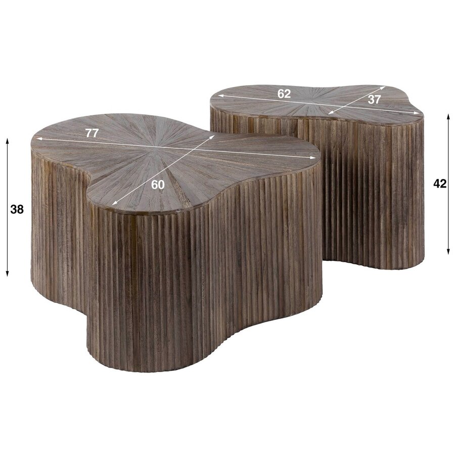 Maya Shamrock Salontafel Set van 2 Teak Maya Shamrock Salontafel Set van 2 Teak