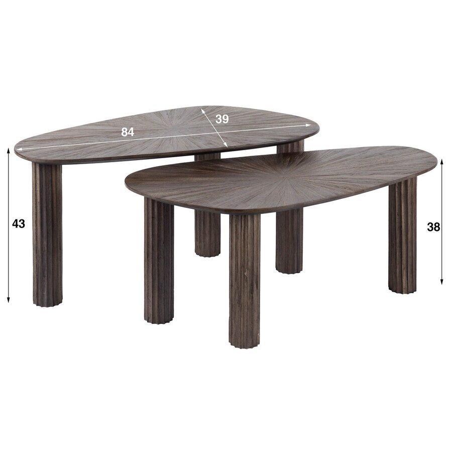 Maya Organische Salontafel Set van 2 Teak Maya Organische Salontafel Set van 2 Teak