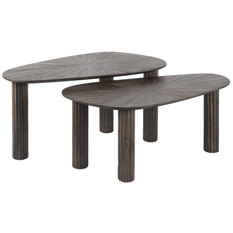 Maya Organische Salontafel Set van 2 Teak Maya Organische Salontafel Set van 2 Teak