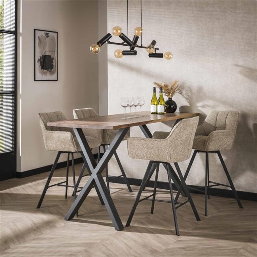 Raster Draaibare Barstoel Zand Bouclé Raster Draaibare Barstoel Zand Bouclé