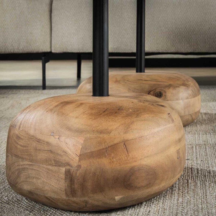 Wings Driehoekige Salontafel Set van Acacia Hout Wings Driehoekige Salontafel Set van Acacia Hout