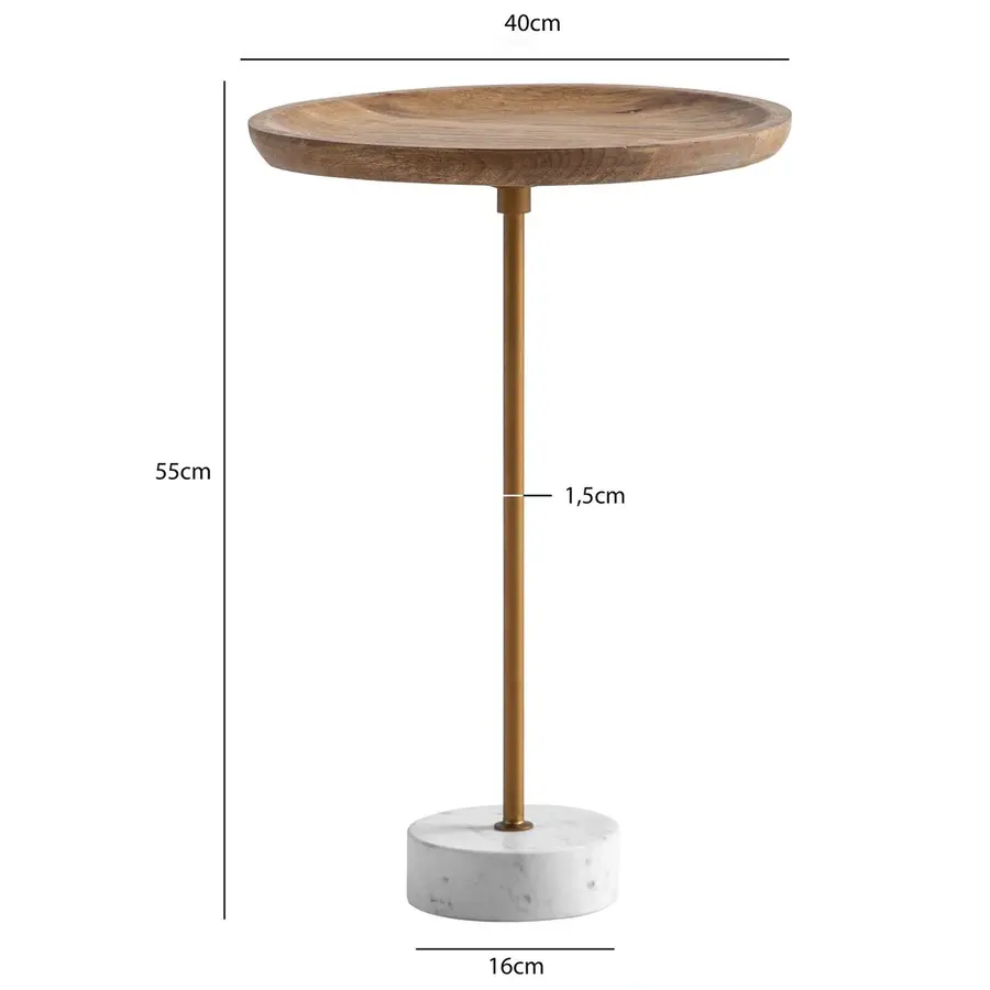 Alto Ronde Bijzettafel Mango Hout / Marmer Alto Ronde Bijzettafel Mango Hout / Marmer