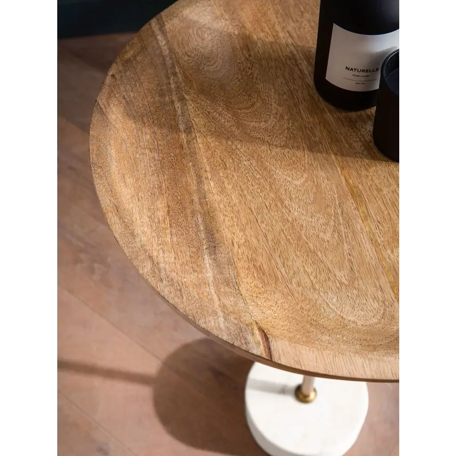 Alto Ronde Bijzettafel Mango Hout / Marmer Alto Ronde Bijzettafel Mango Hout / Marmer