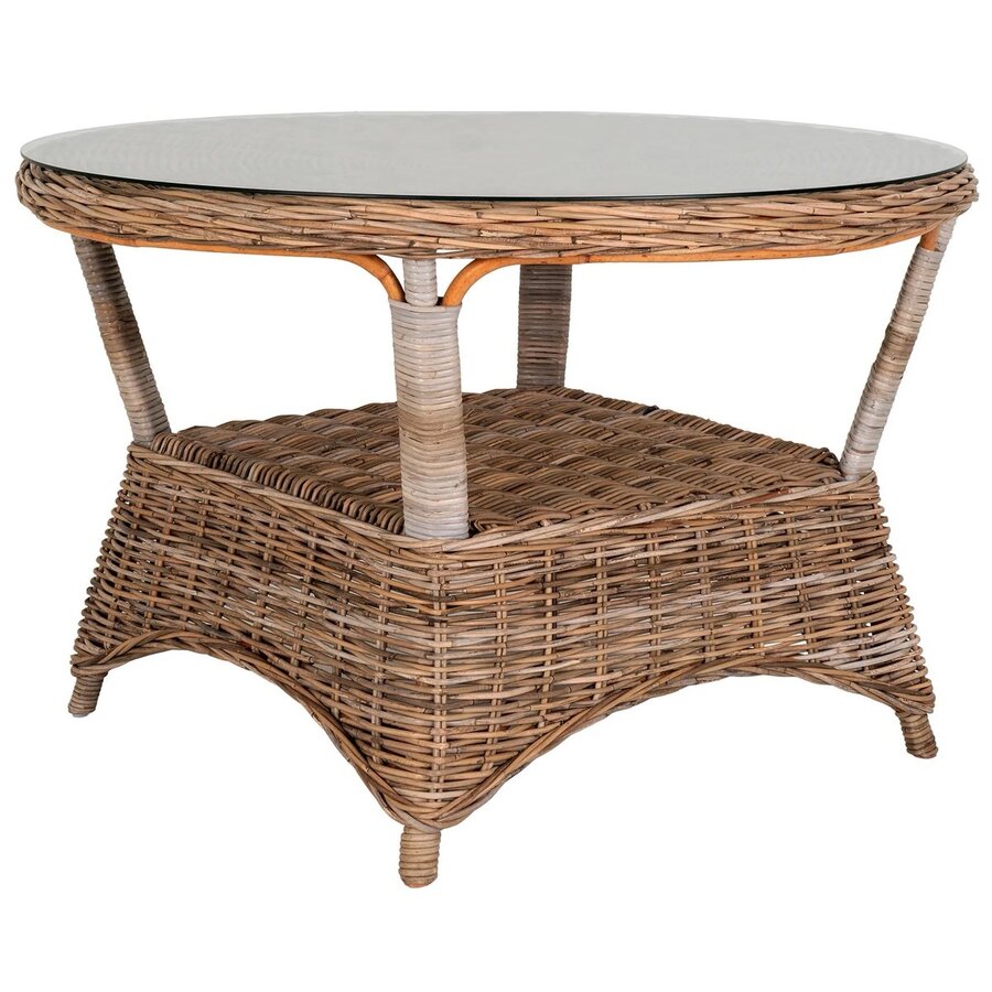 Larisa Ronde Eettafel Glas / Rattan Larisa Ronde Eettafel Glas / Rattan