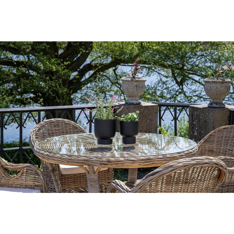 Larisa Ronde Eettafel Glas / Rattan Larisa Ronde Eettafel Glas / Rattan
