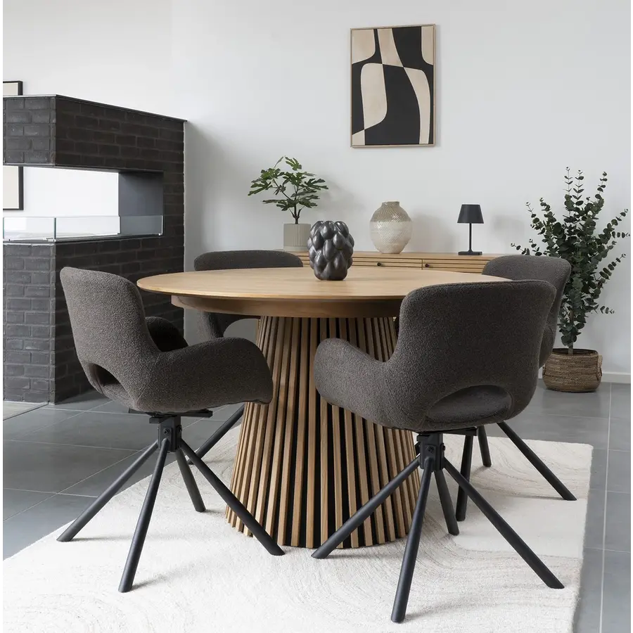 Osaka Eiken Eettafel Uitschuifbaar Ø120 - 240 cm