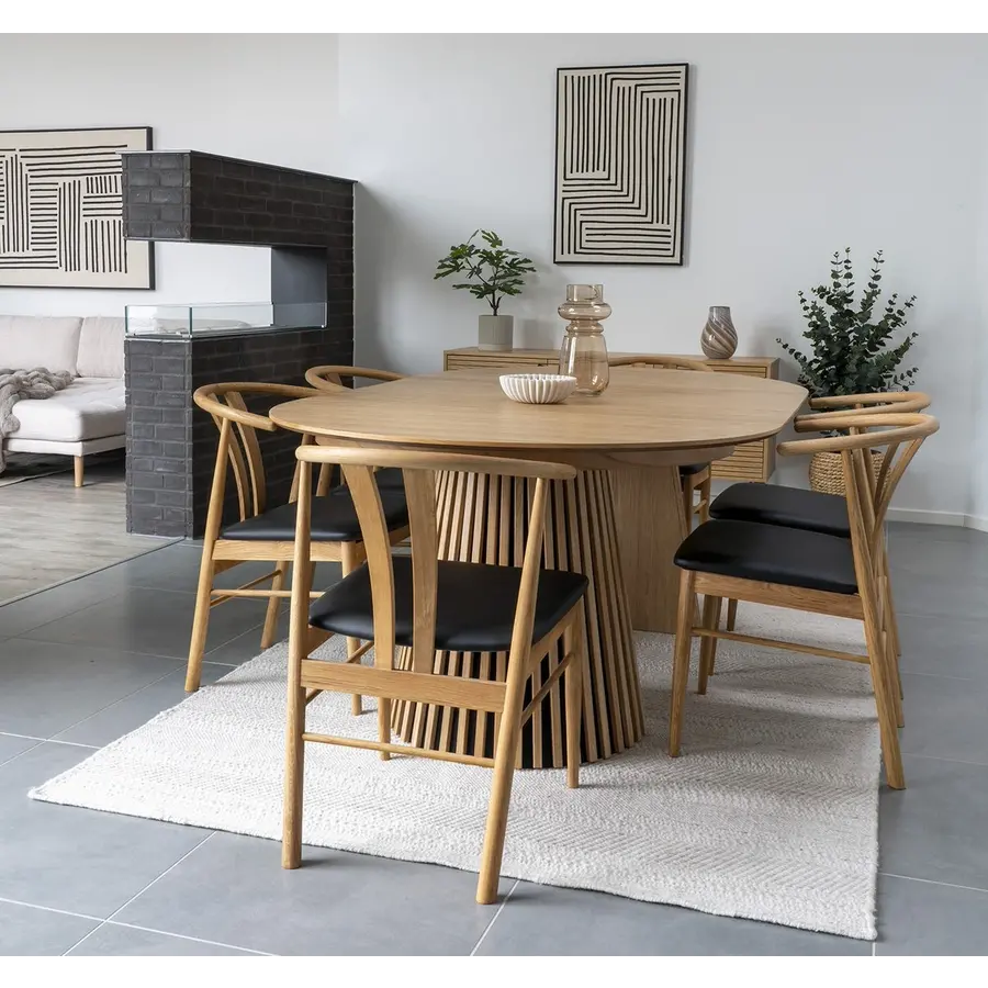 Osaka Eiken Eettafel Uitschuifbaar Ø120 - 240 cm