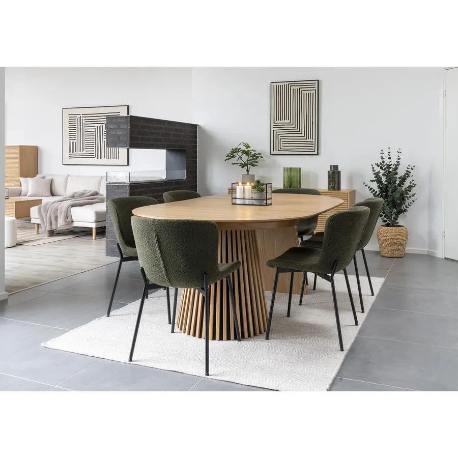 Osaka Eiken Eettafel Uitschuifbaar Ø120 - 240 cm