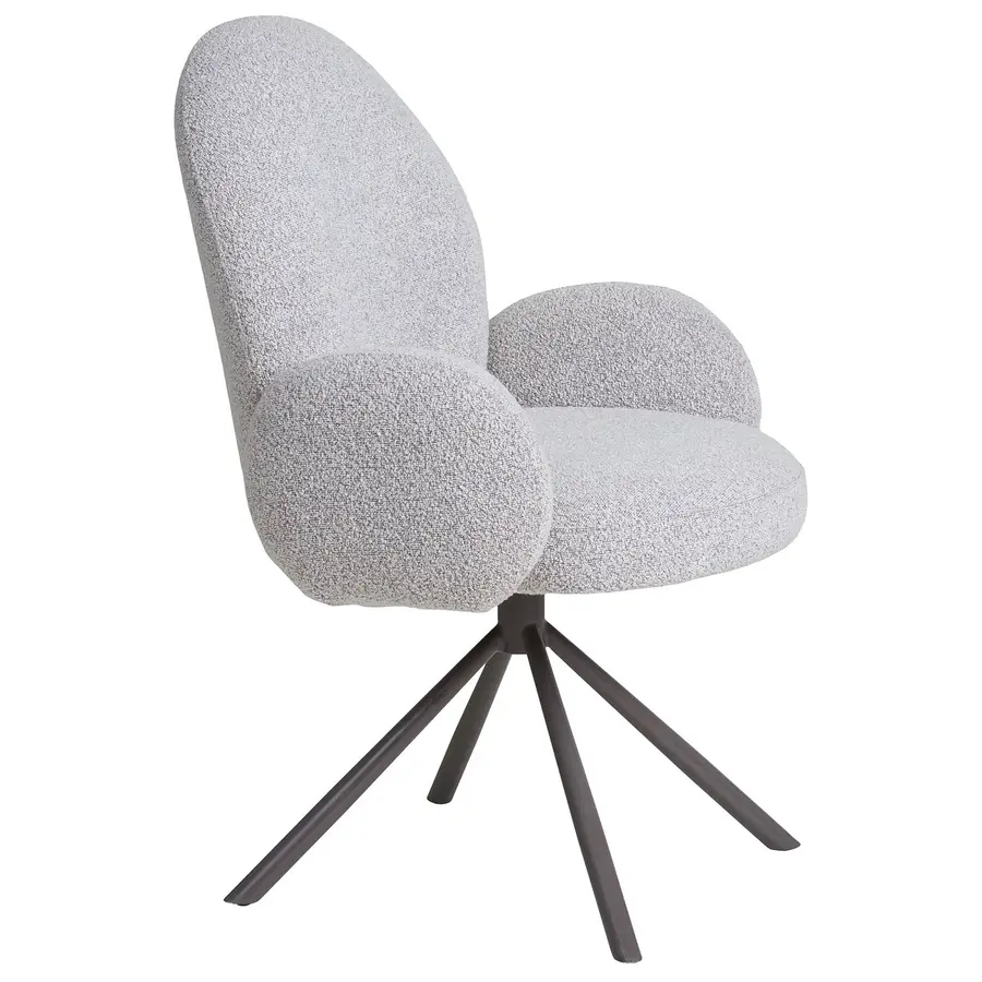 Lana Zand Bouclé Eetkamerstoel Draaibaar Lana Zand Bouclé Eetkamerstoel Draaibaar