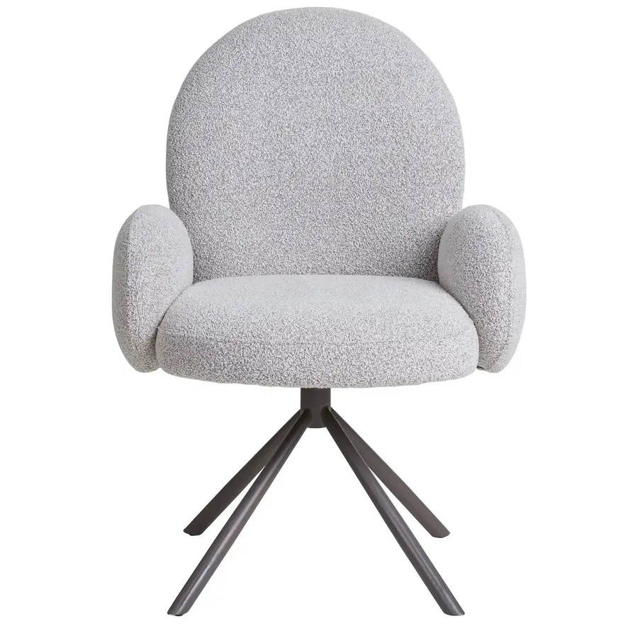 Lana Zand Bouclé Eetkamerstoel Draaibaar Lana Zand Bouclé Eetkamerstoel Draaibaar