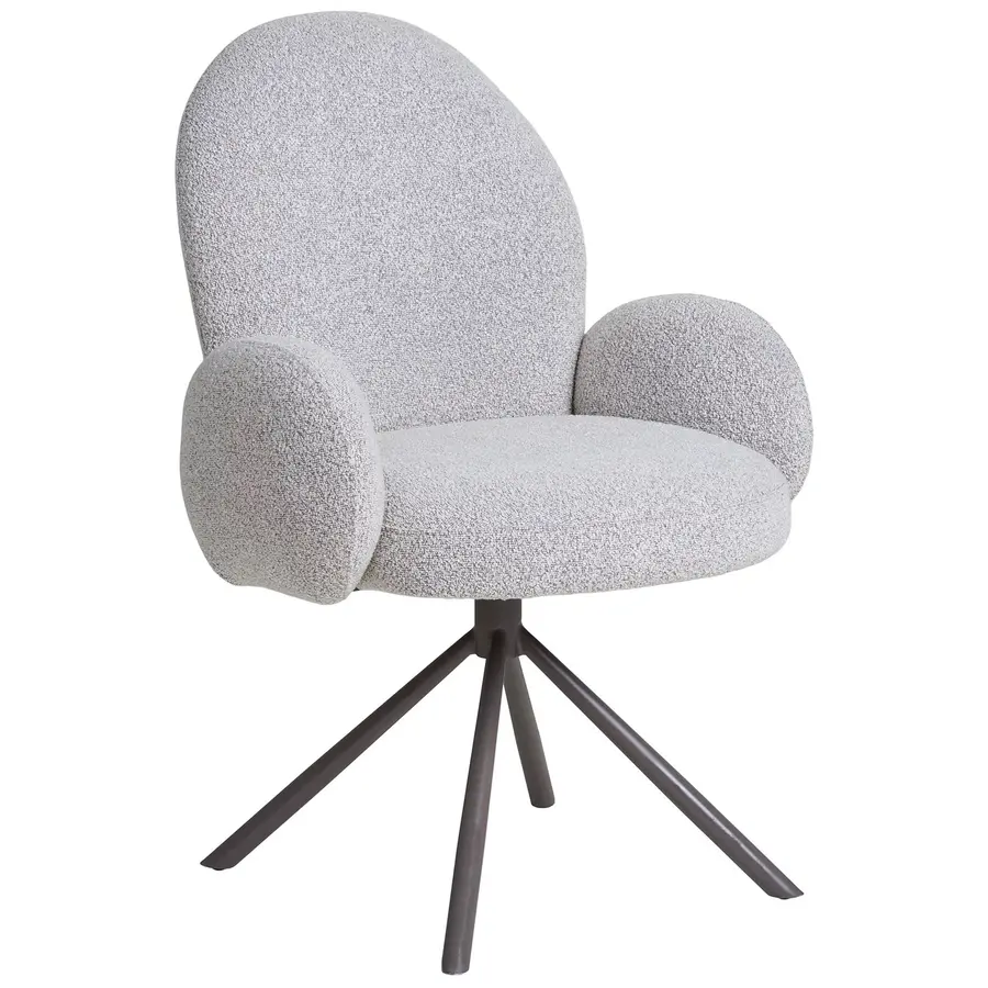 Lana Zand Bouclé Eetkamerstoel Draaibaar Lana Zand Bouclé Eetkamerstoel Draaibaar