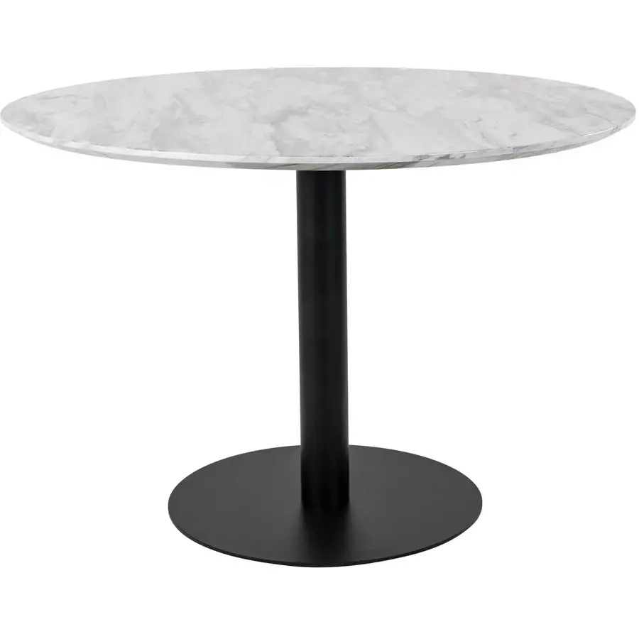 Bolzano Marmer Eettafel Rond Wit / Zwart