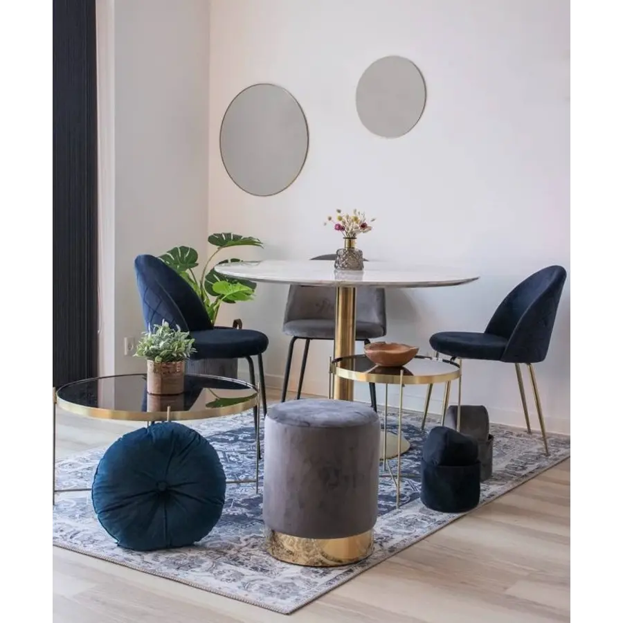 Bolzano Marmer Eettafel Wit / Goud Ø110 cm Bolzano Marmer Eettafel Wit / Goud Ø110 cm