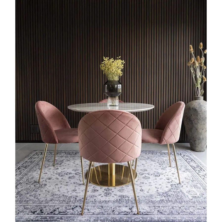 Bolzano Marmer Eettafel Wit / Goud Ø90 cm Bolzano Marmer Eettafel Wit / Goud Ø90 cm