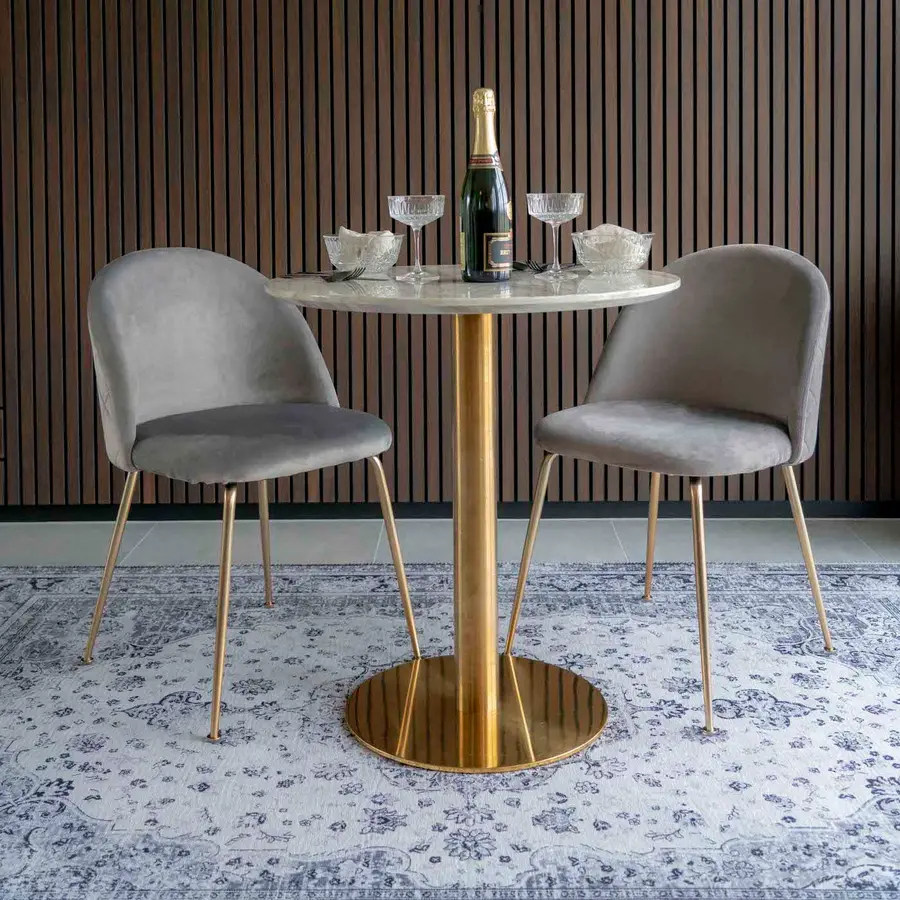 Bolzano Marmer Eettafel Wit / Goud Ø70 cm Bolzano Marmer Eettafel Wit / Goud Ø70 cm