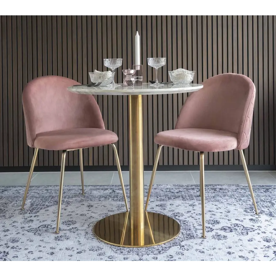 Bolzano Marmer Eettafel Wit / Goud Ø70 cm Bolzano Marmer Eettafel Wit / Goud Ø70 cm