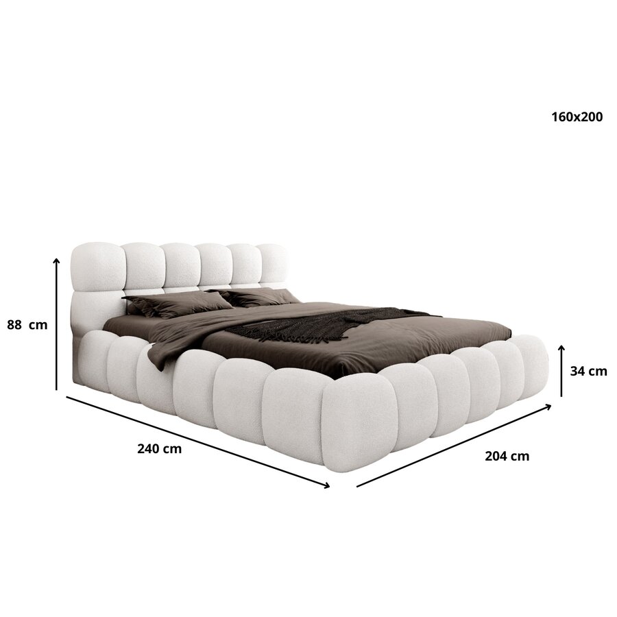 Boston 160 x 200 cm Gestoffeerd Bed Donkergrijs Boston 160 x 200 cm Gestoffeerd Bed Donkergrijs