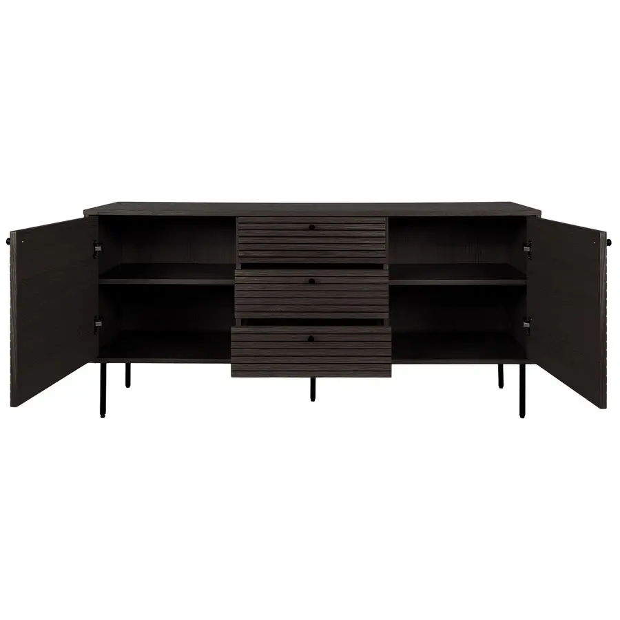 Kyoto Gerookt Eiken Dressoir 2-Deuren 3-Lades Kyoto Gerookt Eiken Dressoir 2-Deuren 3-Lades