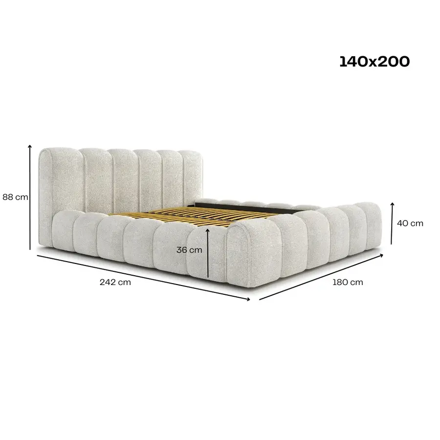 Adell 140 x 200 cm Gestoffeerd Bed Donkergrijs Adell 140 x 200 cm Gestoffeerd Bed Donkergrijs