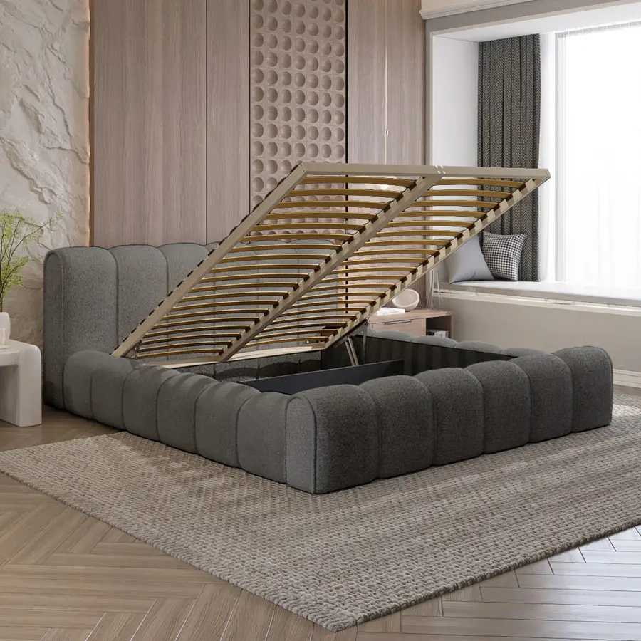 Adell 140 x 200 cm Gestoffeerd Bed Donkergrijs Adell 140 x 200 cm Gestoffeerd Bed Donkergrijs